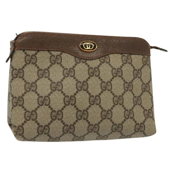 GUCCI GG Supreme Pouch PVC Beige 89 01 020 Auth 138143 - Picture 1 of 16
